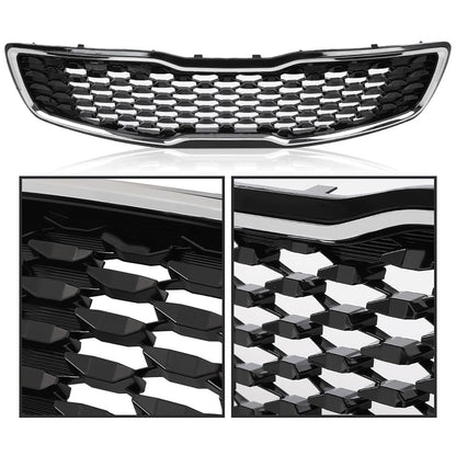 G-PLUS Front Upper Bumper Grille Grill Chrome & Black Compatible with Kia Forte5 Hatchback EX LX 2017 2018 86350-A7810, 86350A7810, 86350A7830, 86350-A7830