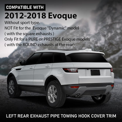 G-PLUS Left Rear Exhaust Pipe Towing Hook Cover Trim Compatible with Range Rover Evoque 2012-2018 Without Sport Type