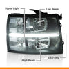G-PLUS LED DRL Headlights, Fit 2007-2014 Chevy Silverado 2500 3500 & HD Models/Fit 2007-2013 Chevy Silverado 1500 Bumper Headlamps, Clear Lens Black Housing Clear Reflector