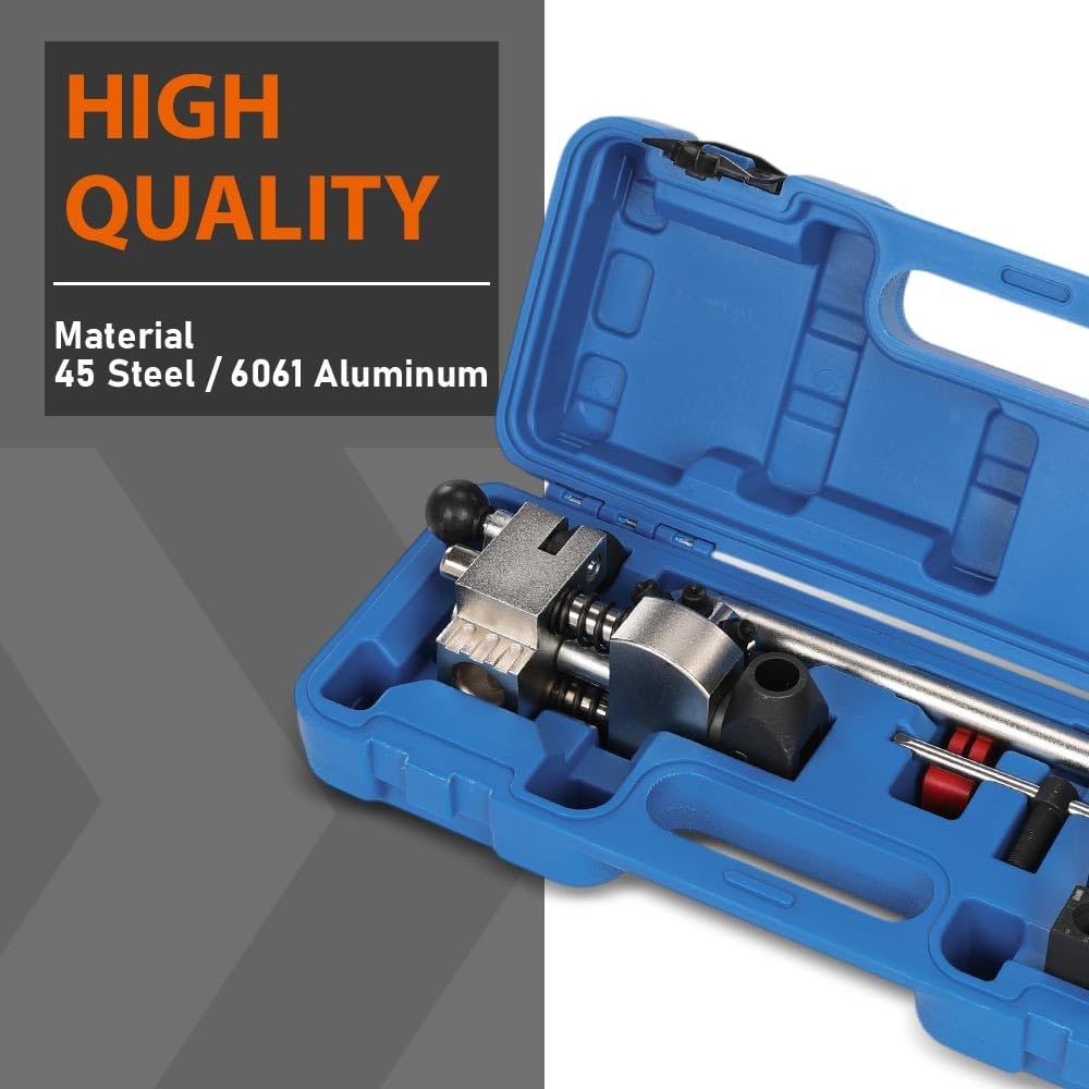 G-PLUS Brake Pipe Flaring Tool Kit Tube Brake Line Flaring Tool Kit Fit Making Brake Pipes Hydraulic Lines 1/4 Inch 5/16 Inch 3/8 Inch 1/2 Inch Black