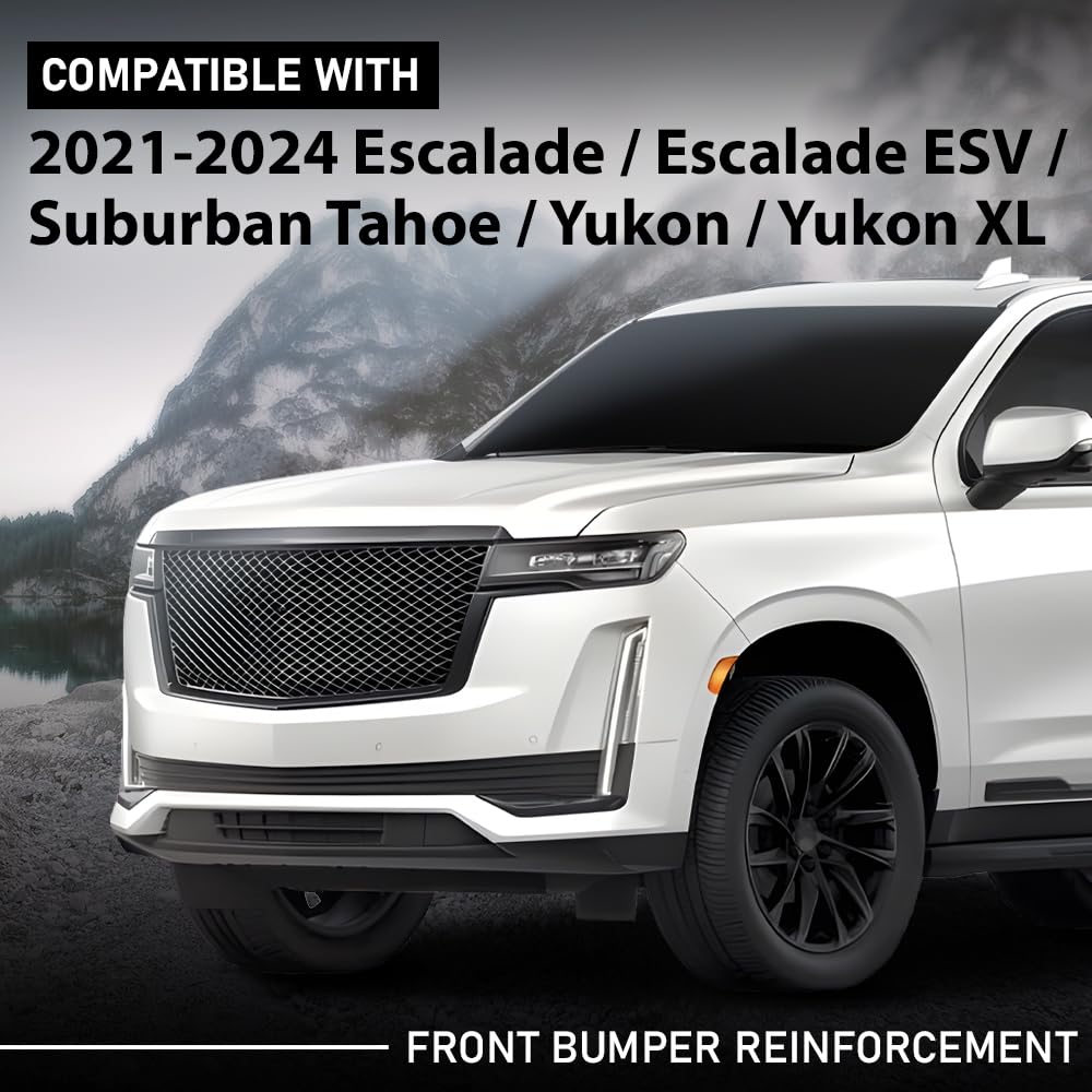 G-PLUS Black Front Bumper Reinforcement Compatible with Cadillac Escalade ESV 2021 2022 2023 2024, Compatible with Chevy Suburban Tahoe 2021-2024, Fit GMC Yukon & Yukon XL 2021-2024 84796459