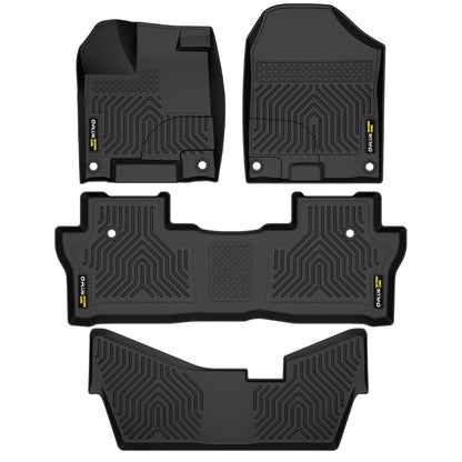 G-PLUS TPE Floor Liners, Compatible with Honda Pilot Sedan & Hatchback Coupe 8 Passenger Models 2016-2022, 1st & 2nd & 3rd Row Cargo Liner Accessories, 4PCS Black