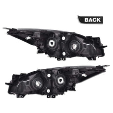 G-PLUS Headlights Assembly Compatible with Mazda 3 3 Sport 2010-2013 Clear Lens Chrome Housing Side View