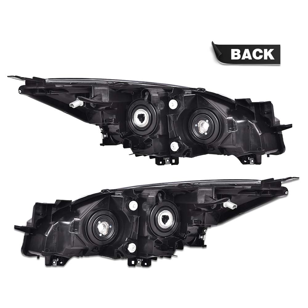 G-PLUS Headlights Assembly Compatible with Mazda 3 & 3 Sport 2013 2012 2011 2010, Headlamps Left Driver & Right Passenger Clear Lens Chrome Housing Amber Reflector,faros delanteros