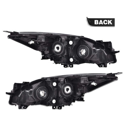 G-PLUS Headlights Assembly Compatible with Mazda 3 & 3 Sport 2013 2012 2011 2010, Headlamps Left Driver & Right Passenger Clear Lens Chrome Housing Amber Reflector,faros delanteros
