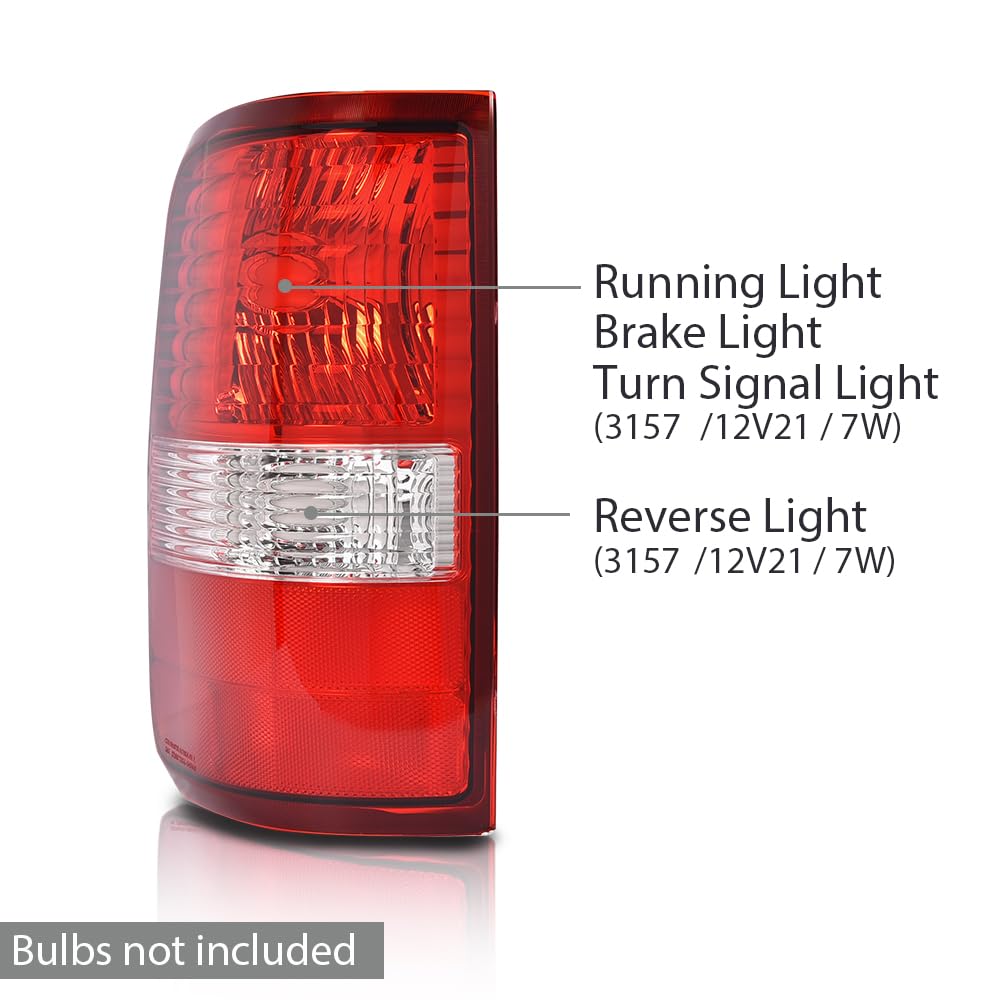 G-PLUS Tail Lights Lamp w/o Bulbs Left & Right Compatible with Ford F150 King Ranch, Lariat, XL 2004 2005 2006 luces traseras faros traseros Red 6L3Z13405BA, FO2800182 Rear Brake Lamps Assembly