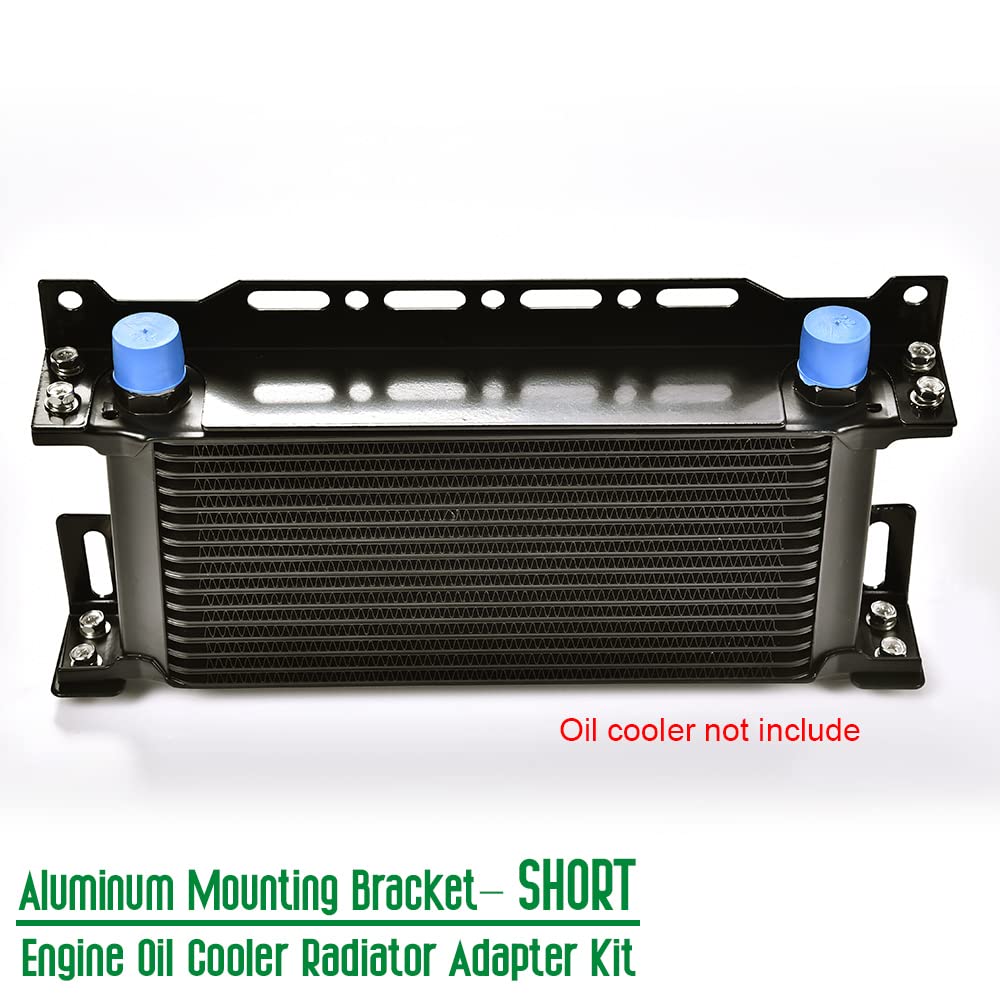 G-PLUS Universal Oil Cooler Radiator Adapter Kit Compatible With Universal 340MM Aluminum Engine Mounting Bracket Replacement (Short)