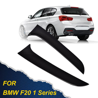 G-PLUS Rear Window Spoiler Side Wing Trim Cover Compatible with 2015-2017 BMW 1 Series F20 (Glossy Black)