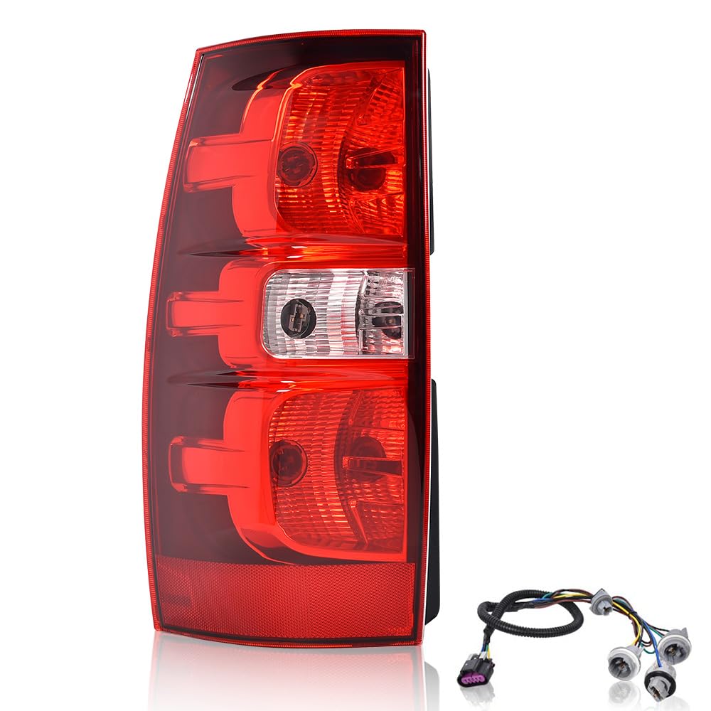 G-PLUS Tail Lights Brake Lamps w/Harness Compatible with Chevy Suburban 1500 2007-2014/Fits Chevy Suburban 2500 LTZ 2007, Left Side Luces Traseras Rear Brake Lamps Assembly Faros Traseros