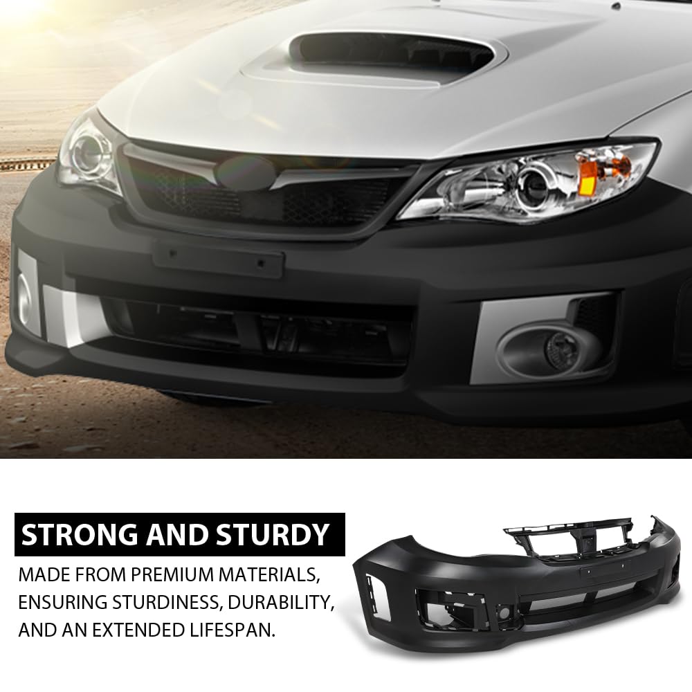 G-PLUS Front Bumper Cover Compatible with Impreza 2011-2014 (Submodel: WRX, WRX Limited, WRX Premium, WRX STI, WRX STI Limited), 57704FG113, SU1000167, Primed Black