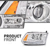 G-PLUS LED Projector Headlights,Compatible with 2009-2012 Dodge Ram 1500 2500 3500,Front Headlamps Assembly &Conversion Harness,Clear Lens Chrome Housing Amber Reflector,faros delanteros