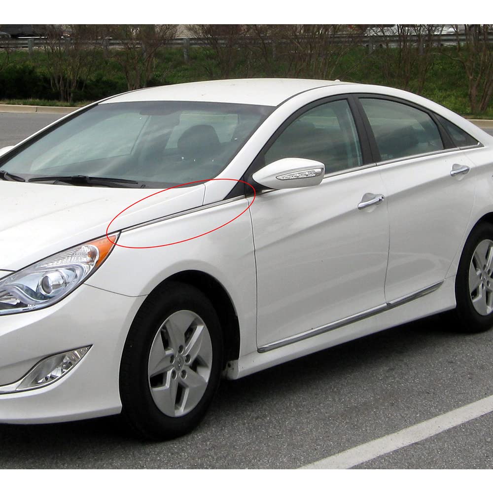 G-PLUS Front Left Driver Side Replacement Fender Garnish Compatible with Sonata 2011 2012 2013 2014 (2015 Hybrid) Chrome Molding Trim Front Fender 87771-3S000 87771-3S001