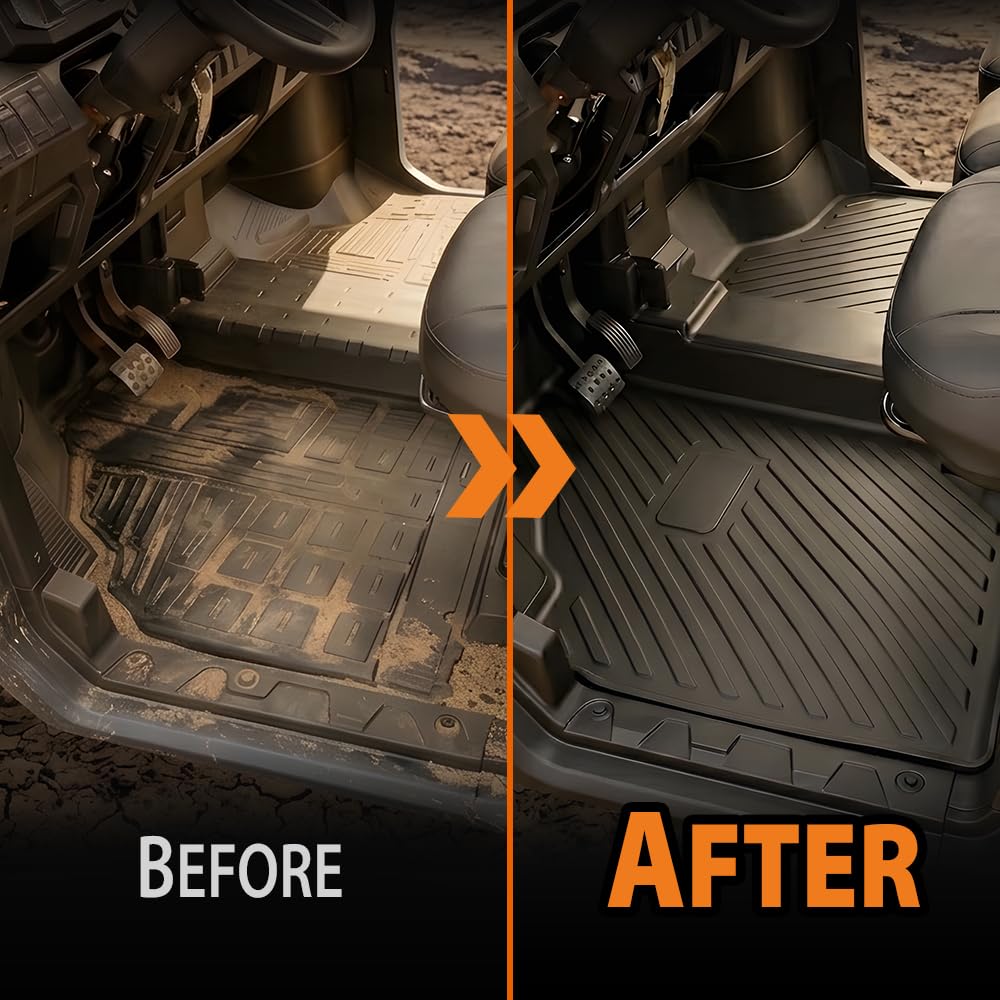 G-PLUS TPE Floor Mats Fit Can-Am Defender HD5/HD8/HD10 2016-2025 1st & 3rd Row Truck Accessories Cargo Liners All Weather Protection 3PCS Black Alfombras para Carro