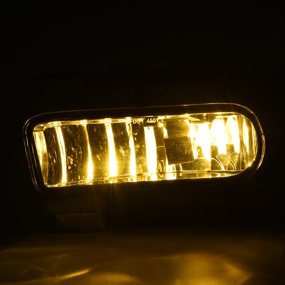 G-PLUS Front Bumper Fog Lights Assembly Compatible With Cadillac Escalade 2002 2003 2004 2005 2006,Driving Fog Lamps w/ 899 12V 37.5W Bulbs(Yellow Lens)