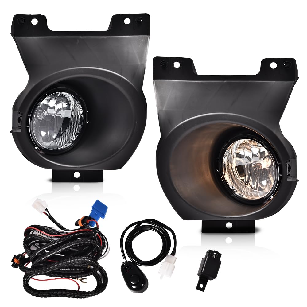 G-PLUS Bumper LED Fog Lights Compatible With 2011-2014 Ford F150, (NOT For SVT Raptor Models), Driving Fog Lamps w/Switch/Bracket/Bulbs Pair (Smoky lens)