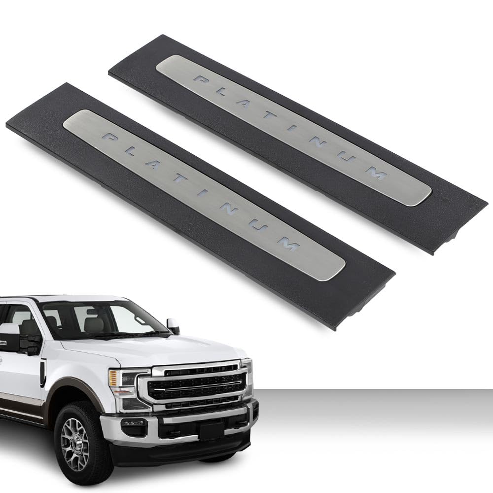 G-PLUS LED Illuminated Platinum Door Sill Plates Compatible with Ford F250 F350 F450 F550 Super Duty Crew Cab Only 2017-2022 Left and Right Door Sill Protector HC3Z-2613208-AA HC3Z-2613209-AA