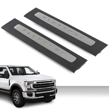 G-PLUS LED Illuminated Platinum Door Sill Plates Compatible with Ford F250 F350 F450 F550 Super Duty Crew Cab Only 2017-2022 Left and Right Door Sill Protector HC3Z-2613208-AA HC3Z-2613209-AA