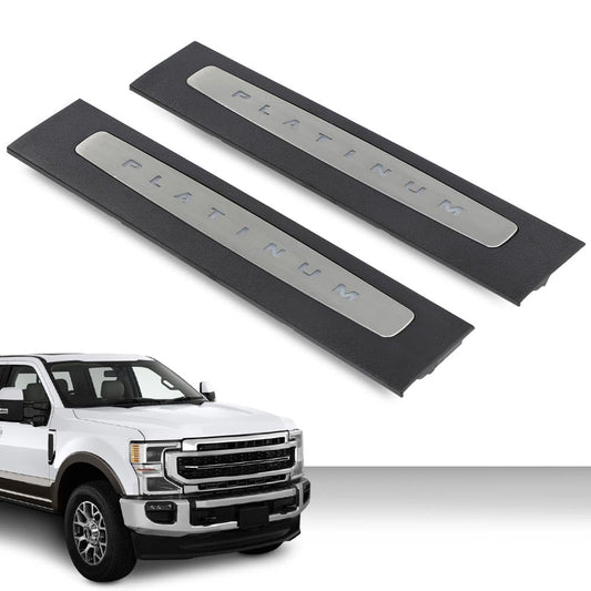 G-PLUS LED Illuminated Platinum Door Sill Plates Compatible with Ford F250 F350 F450 F550 Super Duty Crew Cab Only 2017-2022 Left and Right Door Sill Protector HC3Z-2613208-AA HC3Z-2613209-AA