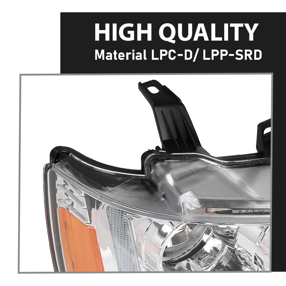 G-PLUS LED Headlights Assembly Front Headlamps Fit Chevy Tahoe Suburban 1500 2007-2014,Fit Chevy Avalanche Suburban 2500 2007-2013 Clear Lens Chrome Housing Amber Reflector,faros delanteros
