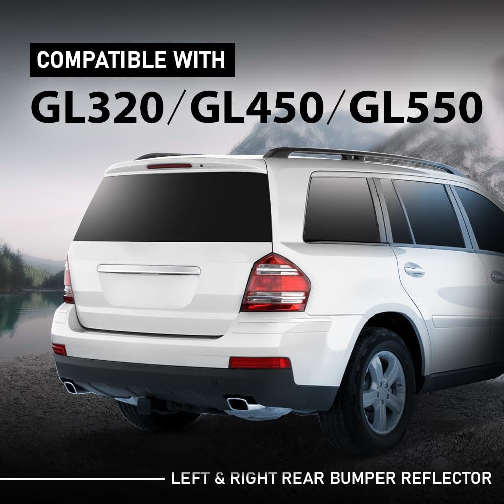 G-PLUS Pair Rear Bumper Reflector Light, Compatible with Benz GL320 2007-2009 CDI 164.822/ GL450 2007-2008 164.871/ GL550 2008-2009 164.886, Left & Right Side 2PCS, 1648201174, 1648201274