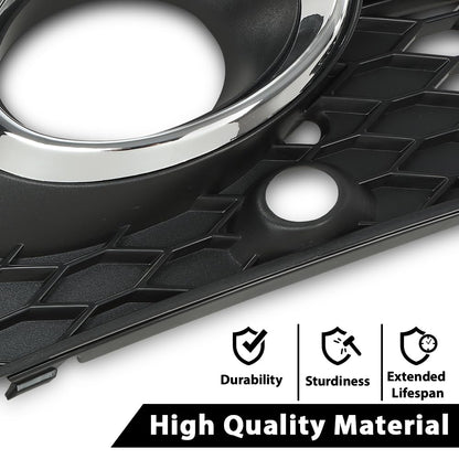 G-PLUS Front Bumper Fog Light Grill Grille Cover w/Silver Ring Compatible with Audi SQ5 / Q5 S-Line 2013-2017 8R0807681M, 8R0807682J