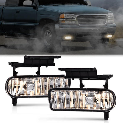 G-PLUS Headlights & Fog Lights Compatible With 1999-2002 Chevy Silverado 1500 2500,Fit 2000-2006 Suburban/Tahoe Headlamps & Fog Lamps LED DRL Black Housing Clear Reflector,faros delanteros
