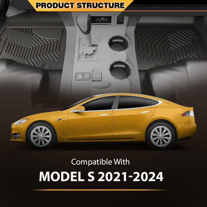 Cargo Liners Fit Tesla Model S 2021 2022 2023 2024 1st & 2nd Row All Weather Floor Liner Waterproof 3PCS Black, alfombras para carro