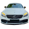 Front Bumper Upper Grille Compatible with C Class C200 C250 C300 C350 W205 2015 2016 2017 2018 AMG GT R Style Chrome Black Hood Grill (Without Camera Hole)
