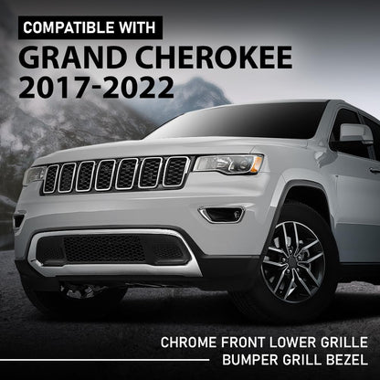 G-PLUS Front Lower Grille & Bumper Grill Bezel Chrome Compatible with Jeep Grand Cherokee 2017-2022 5ZM53SZ0AA