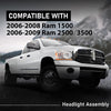 G-PLUS Headlights Assembly w/Bulbs Light Bar Right Passenger Side Compatible with Dodge Ram 1500 2006-2008/Fit Dodge Ram 2500 3500 2006-2009 Clear Lens Chrome Housing Amber Reflector 55077794AB