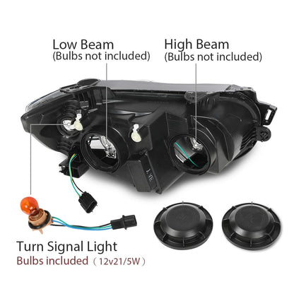 G-PLUS Headlight Assembly Fit Chevy Sonic 2012-2016(4-Door Sedan/4-Door Hatchback),Fit Headlight w/Chrome Bezel Only,Left Driver,Clear Lens Black Housing Bumper Headlamps,faros delanteros
