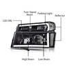G-PLUS LED DRL Headlights, Fit Chevy Colorado/GMC Canyon 2004-2012,Fit Isuzu i-280 i-350 2006/i-290 i-370 2007-2008 Headlamps, Clear Lens Black Housing Clear Reflector,faros delanteros Assembly