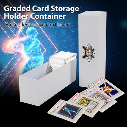 G-PLUS White Graded Card Storage Box, Graded Card Storage Holder Container Holds 50-55