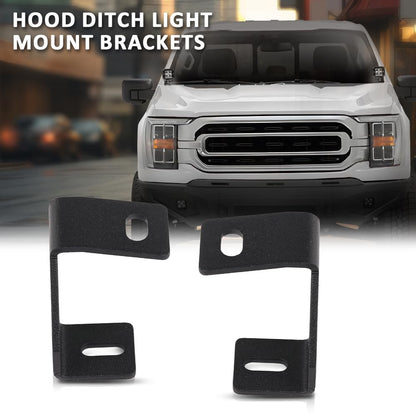G-PLUS Upper Hood Ditch Cube LED Light Mount Brackets Compatible with Ford F150 SVT Raptor 2017-2023,Fit Ford F150 2015-2023