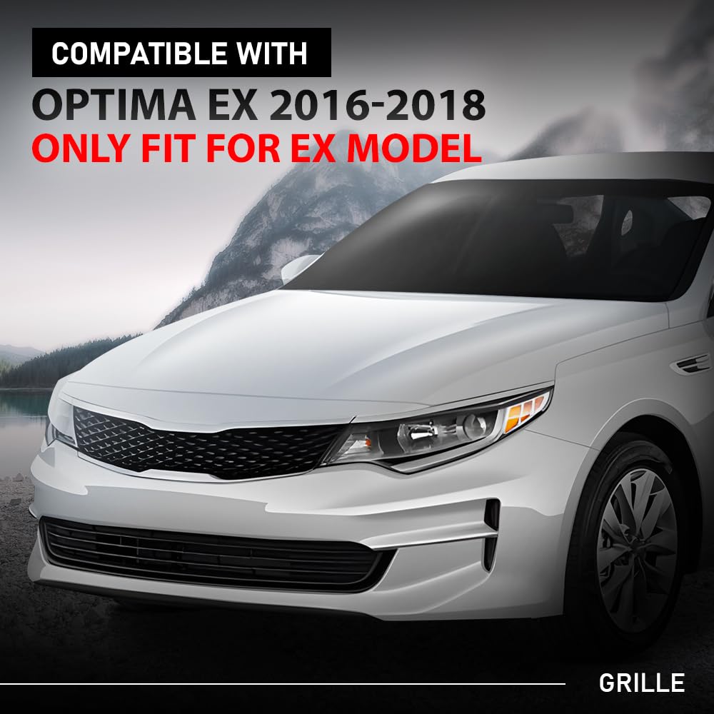 G-PLUS Front Bumper Lower Grille Grill Compatible with Kia Optima EX 2016 2017 2018 Matte Black Grill Assembly Replace OE 86560D5010