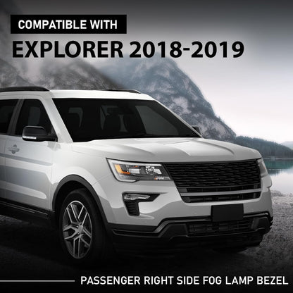 G-PLUS Front Right Fog Light Cover Lamp Bezel, Compatible with Ford Explorer (submodel: Base, Limited, Platinum, Sport, XLT) 2018 2019, Passenger Side, JB5Z17B968BA, FO1039181