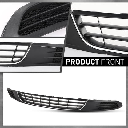 G-PLUS Front Bumper Lower Grille & Fog Light Bezel Compatible with Volkswagen Jetta Sedan 2011-2014 Black (NOT Fit any Wagon Models) 5C6853671RYP, 5C68536659B9, 5C68536669B9, VW1036120 Chrome Grill
