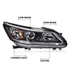 G-PLUS One Right Passenger Side Headlight Compatible with Honda Accord 2013 2014 2015 Headlamp Halogen Clear Lens Black Housing Amber ReflectorBumper Headlamps,faros delanteros