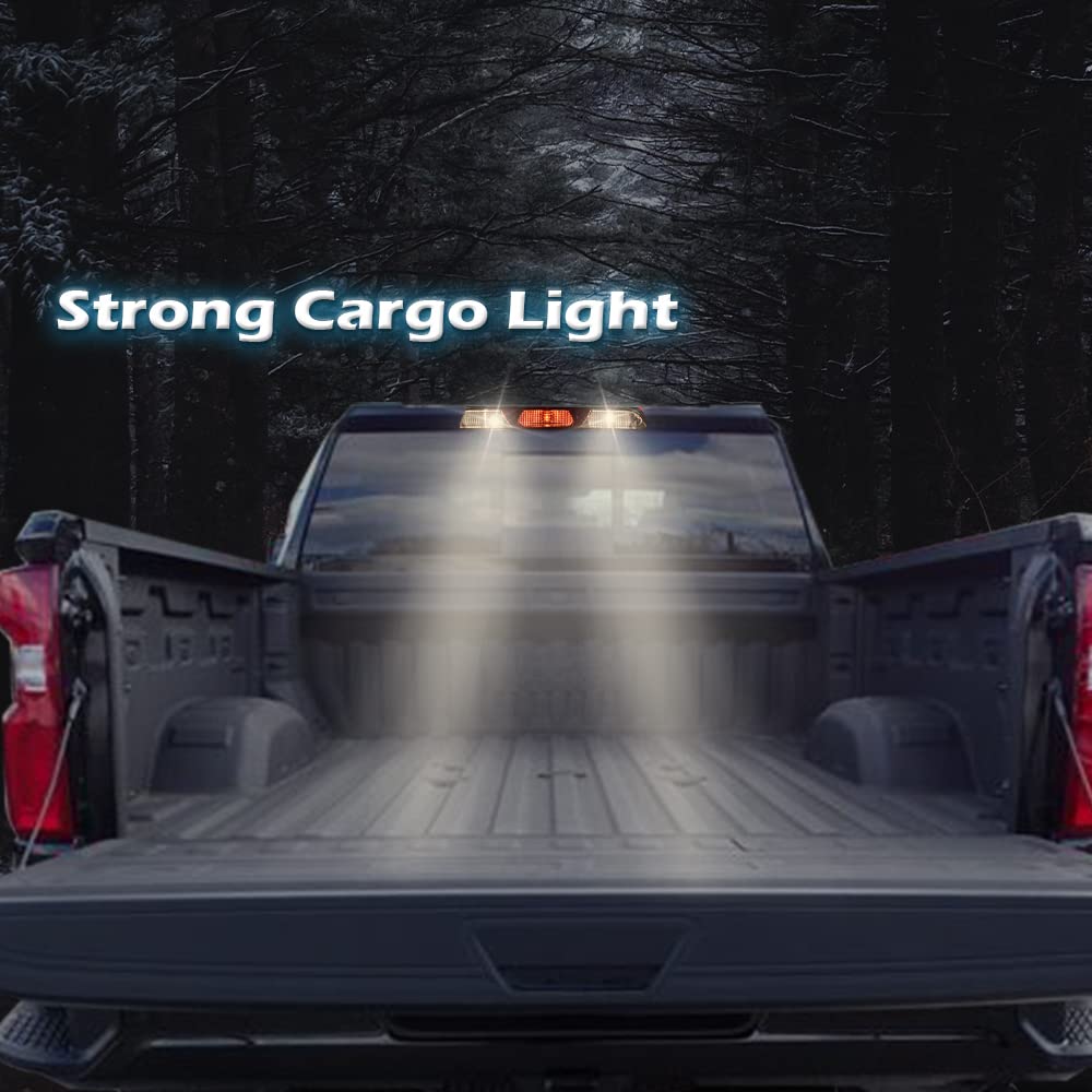 G-PLUS LED 3rd Third Brake Light Compatible with Ford F150 2015 2016 2017,Compatible with F250 F350 F450 F550 Super Duty 2017 High Mount Rear Stop Light Cargo Lamp Red & Clear Lens Chrome Housing