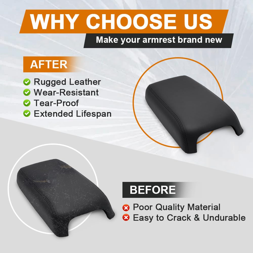 G-PLUS Upgraded Center Console Cover, Compatible with Dodge Charger 2011-2023 Armrest Cover Console Lid Protector Cushion Pad (Black Microfiber Leather Skin)