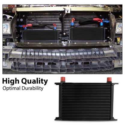 G-PLUS Universal For Japanese Cars Aluminum Racing Engine Transmission Oil Cooler Black 25 Row AN-10 AN10 T-6061 Aluminum