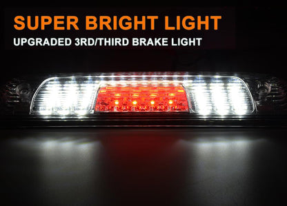 G-PLUS Rear LED Third Brake Light Compatible With 2014-2018 Chevy Silverado/GMC Sierra1500/2500HD/3500,3RD Cargo Led Tail Lamps Chrome Housing,Clear lens