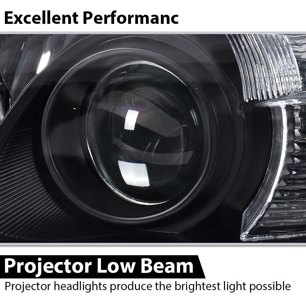 G-PLUS Projector Headlights Head Lamps Without Bulbs LH&RH Compatible with 2010-2011 Toyota Camry Black Housing Clear Lens Amber Reflector Bumper Headlamps,faros delanteros