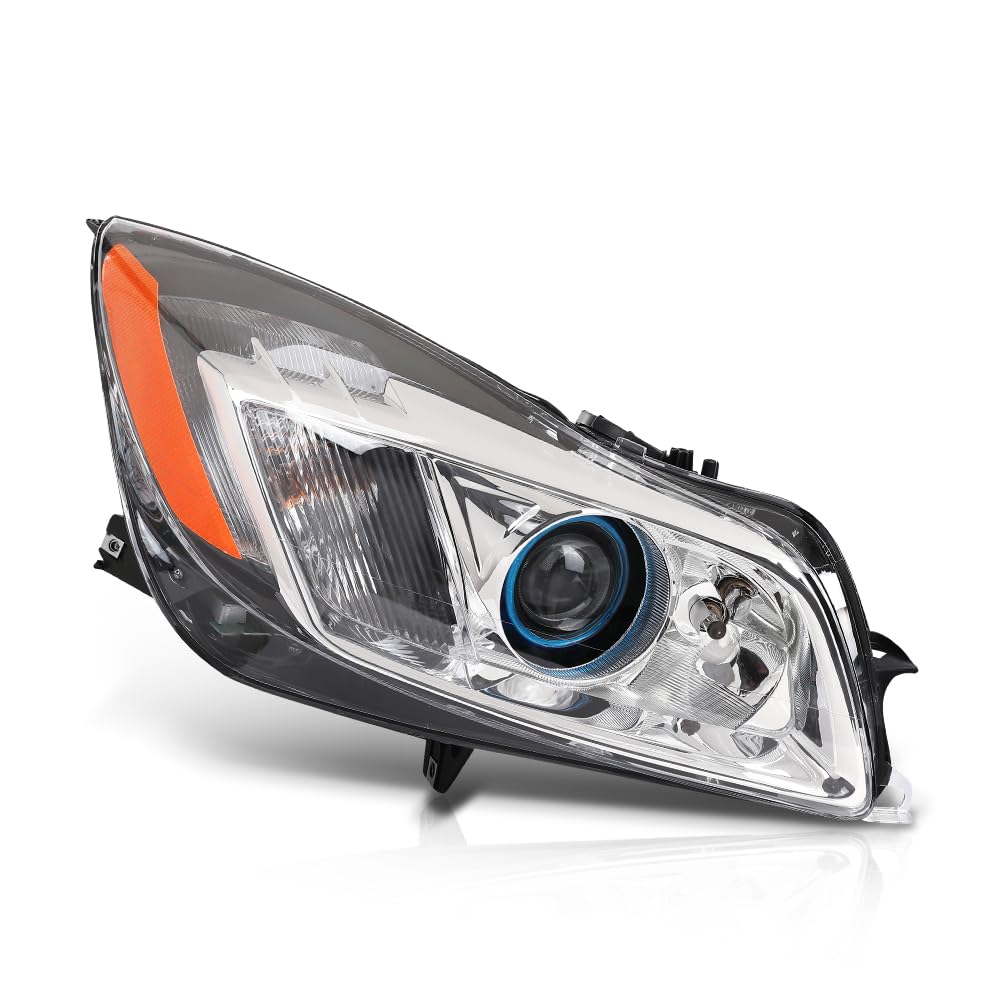 G-PLUS LED Right Side Headlight Assembly Front Headlamp Compatible with Buick Regal 2009-2012 20990314, 22934024 Clear Lens Black Housing Amber Reflector
