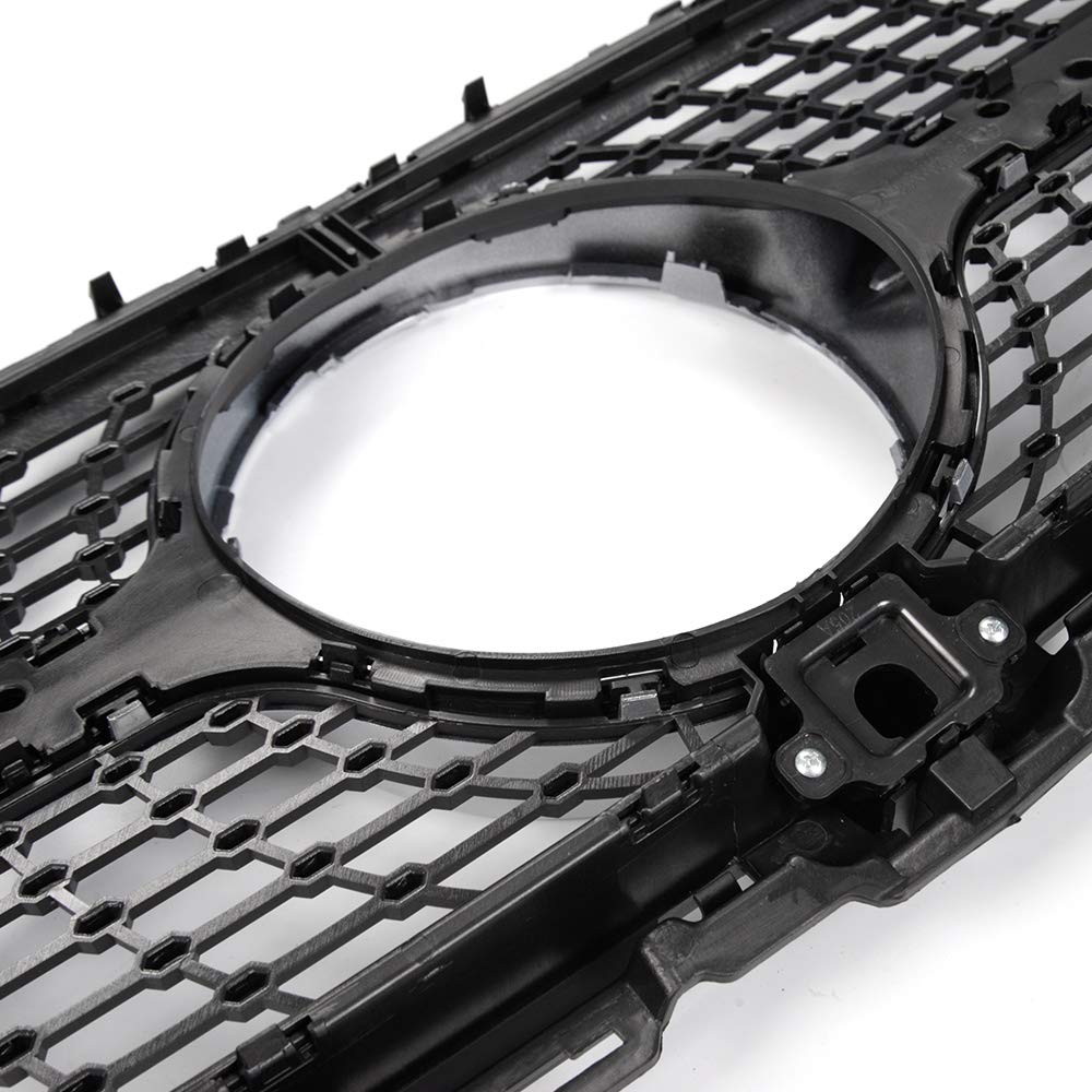Diamond Style Front Bumper Grille Hood Grill Trim Shell Compatible with W205 C Class C250 C300 C400 C450 AMG Sport 2015 2016 2017 2018 (With Camera Hole)