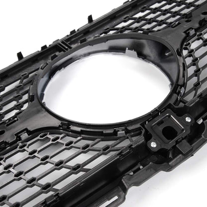 Diamond Style Front Bumper Grille Hood Grill Trim Shell Compatible with W205 C Class C250 C300 C400 C450 AMG Sport 2015 2016 2017 2018 (With Camera Hole)