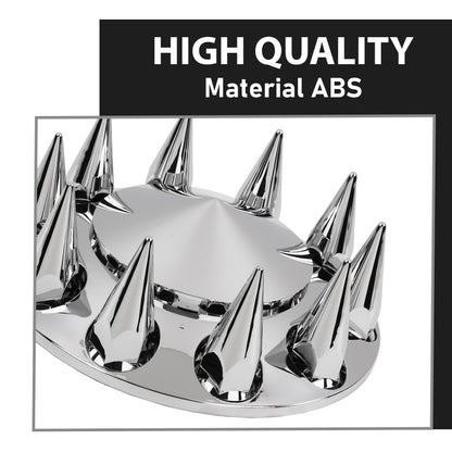 G-PLUS Front & Rear Wheel Cover Chrome Hub Cover Kit 33mm Spiked Hub Axle Compatible with Semi-Trucks 20", 22.5" and 24.5" Hub Piloted Wheels