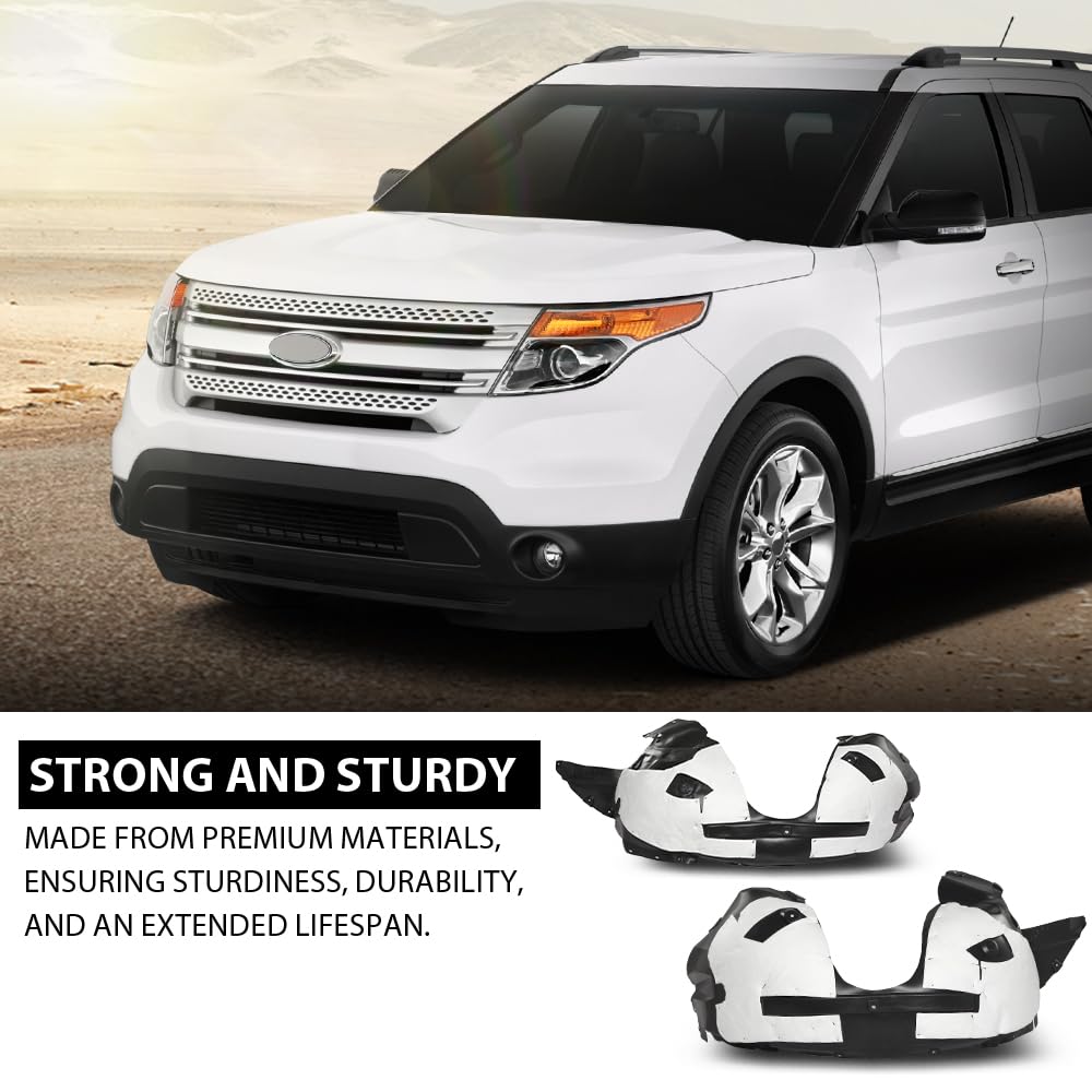 G-PLUS Front Inner Fender Liner Assembly 2PCS, Compatible with Ford Explorer 2011-2015/ Police Interceptor Utility 2013-2015, LH Driver & RH Right Side, FO1249149, FO1248149