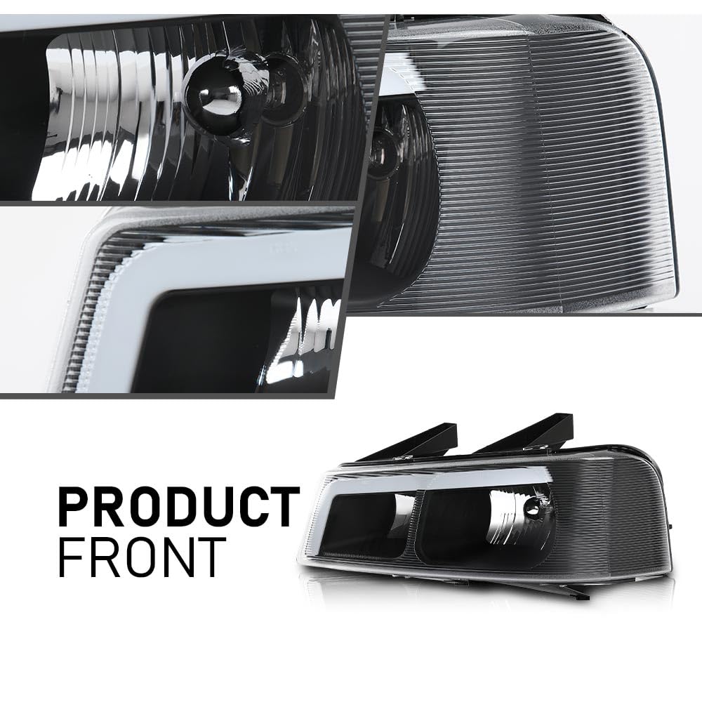 G-PLUS LED Headlights Assembly Front Headlamps Compatible with Chevy Express GMC Savana 1500 2003-2014, Fit Chevy Express GMC Savana 2500 3500 2003-2023 Clear Lens Black Housing