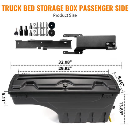 G-PLUS Rear Right Lockable Storage Box Toolbox Compatible with Ford F150 2015 2016 2017 2018 2019 2020 Right Passenger Side Truck Bed Box